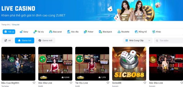 Giới thiệu tổng quan về sảnh Live casino ZUBET cao cấp