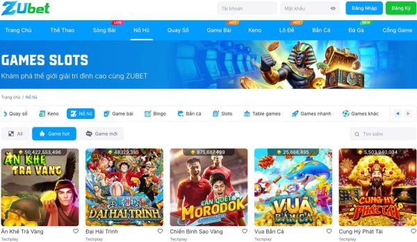 Khám phá trải nghiệm game slot nổ hũ ZUBET siêu hấp dẫn