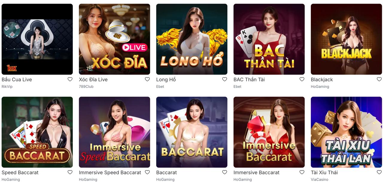 Các sảnh game live casino đối tác tại nhà cái Zubet